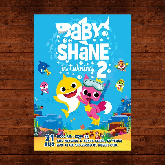 Baby Shark Invitation, Baby Shark Birthday, Baby Shark Party, Baby Shark Printable, Shark Birthday Invitation, Shark Printable, Digital Card Il_570xn