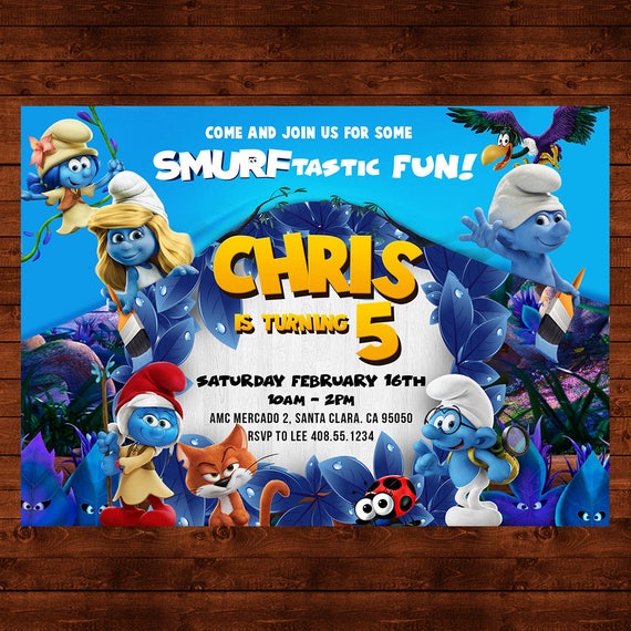 The Smurfs Birthday Invitation, Smurfs Party Invite, The Smurfs Printable Card, Smurfs The Lost Village, Smurfette Invite, Smurf Movie Party Il_570xn