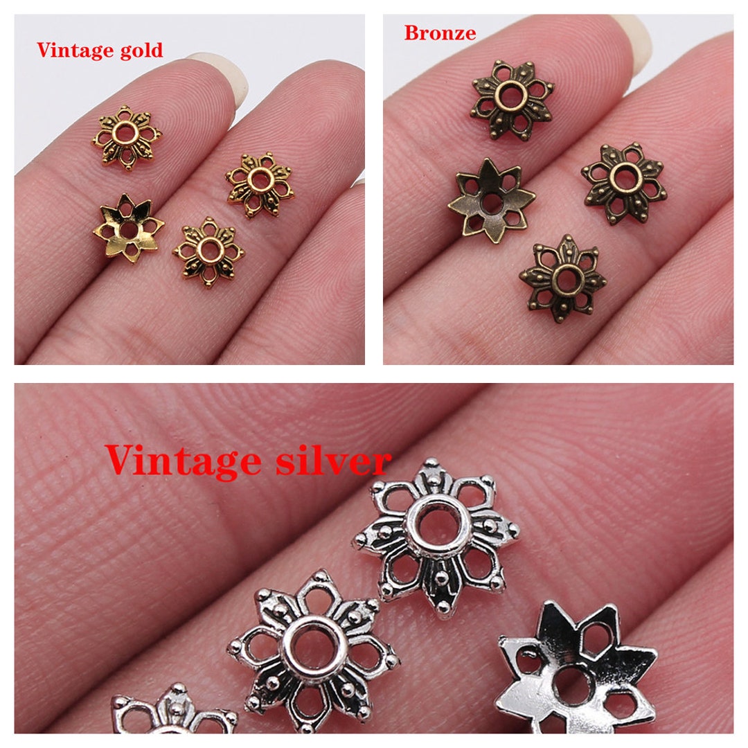 50pieces/bead Cap Receptacle Vintage Silver Pendants for Etsy