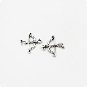 50pcs Antique Silver Plated Charms Bow With Arrow Bow Arrow Charm Bow And Arrow Charm 26x26mm 1.65g