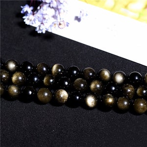 Obsidian Beads Genuine Natural Grade Gemstone Round Loose Beads 4mm 6mm 8mm 10mm 12mm  14mm 16mm 18mm  20mm for Jewelry accessories