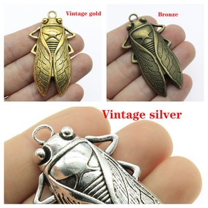 2pieces/large cicadas charms vintage silver pendants for Making DIY Handmade Tibetan  Jewelry accessories
