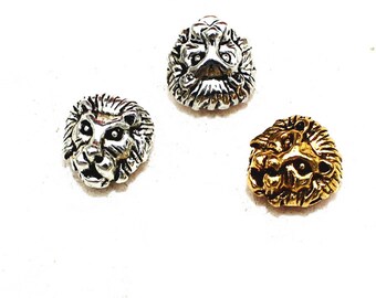 100pcs encantos de metal DIY antigua astilla oro oro tibetano cabeza de león cuentas espaciadoras cuentas para la joyería que hace 12x12mm 3.25g