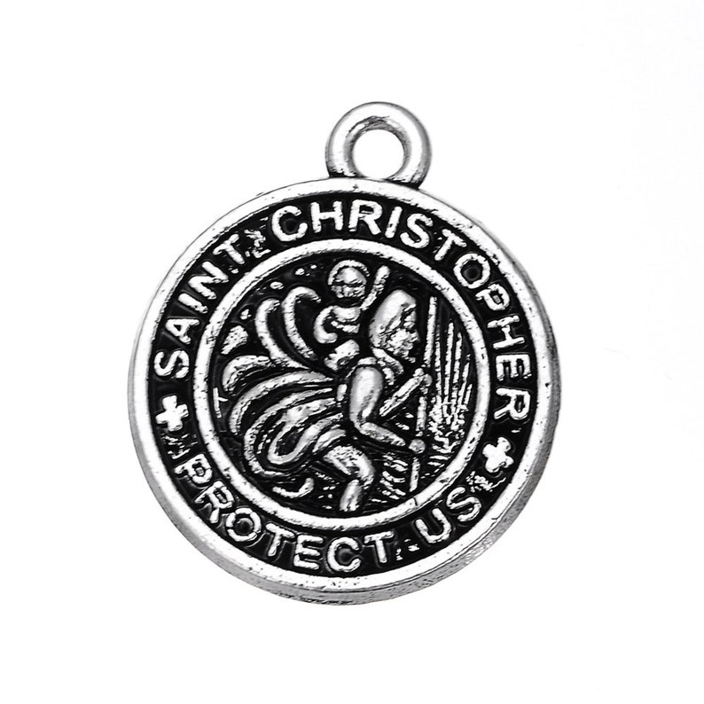 30pcs Saint Christopher Protect Us Word Engraved Religious Etsy