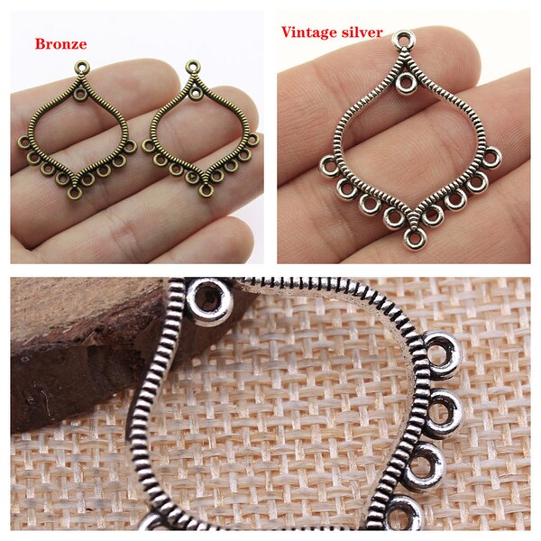 10pieces/rhombus earring connector  vintage silver pendants for Making DIY Handmade Tibetan  Jewelry accessories