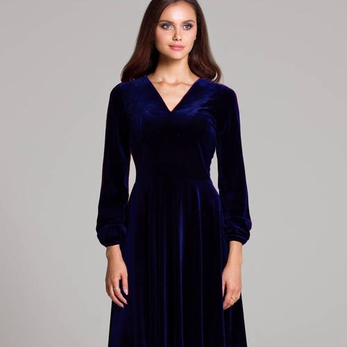 Evening Dress Dark Blue Velvet Dress Navy Dress Special Etsy
