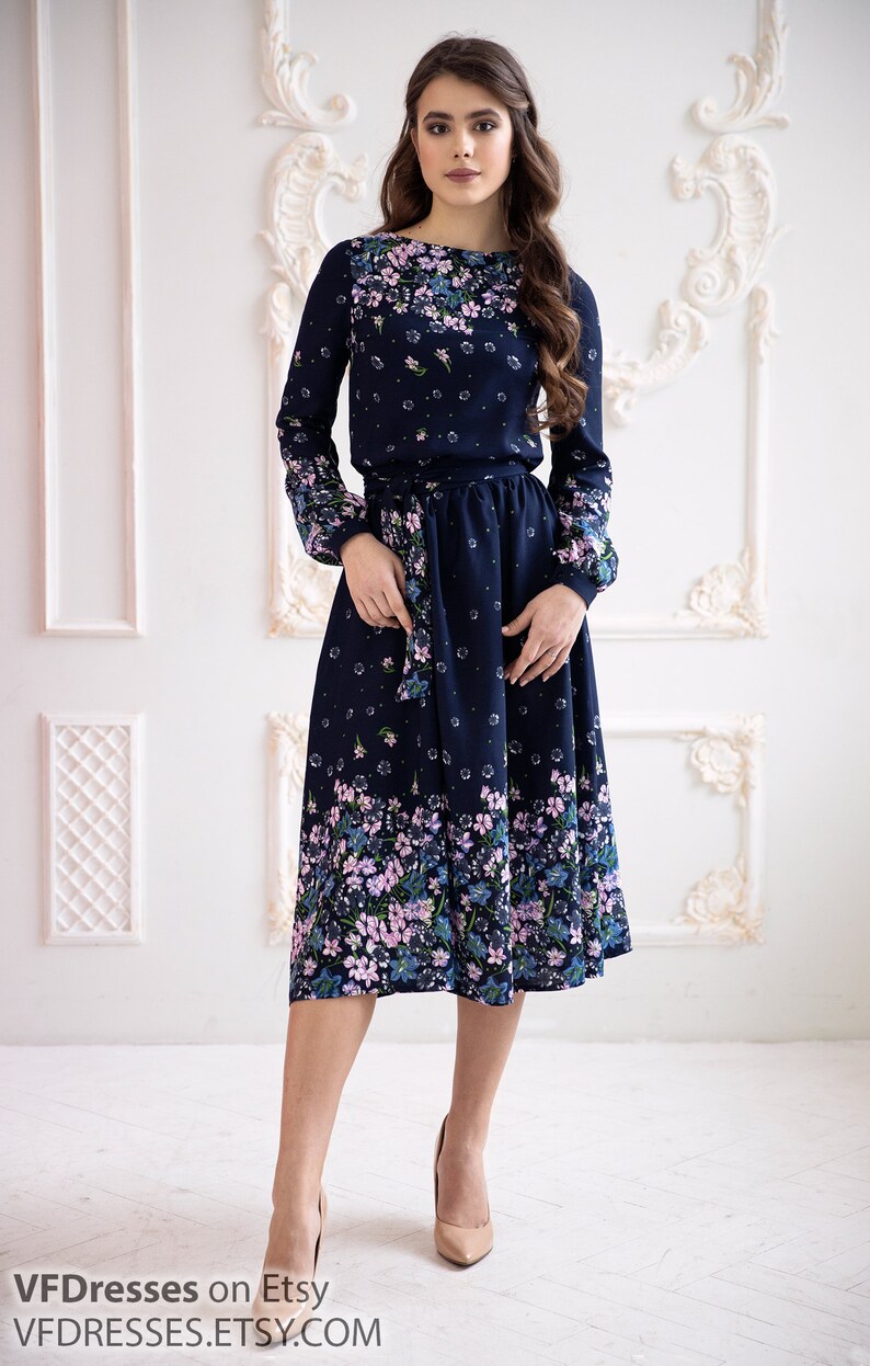 blue summer dress with sleeves