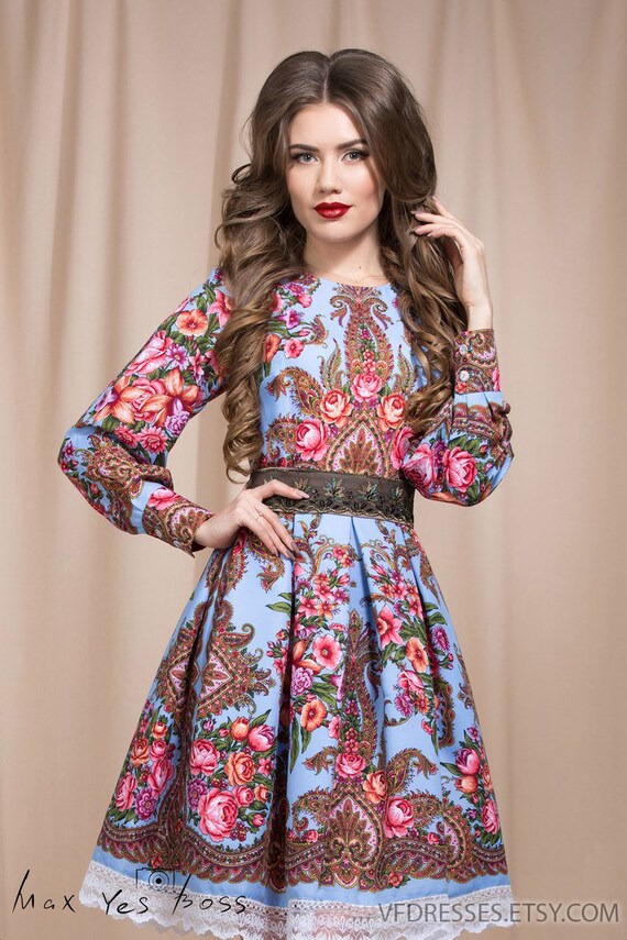 Blaues Sommerkleid Floral Boho Kleid Blumen Zigeuner Kleid Etsy