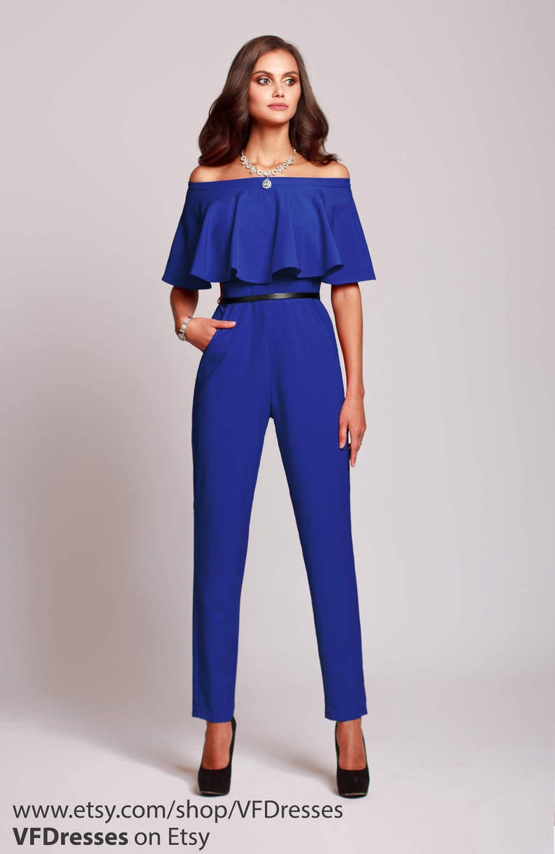 Blue jumpsuit womens jumpsuit wedding jumpsuit festive Etsy