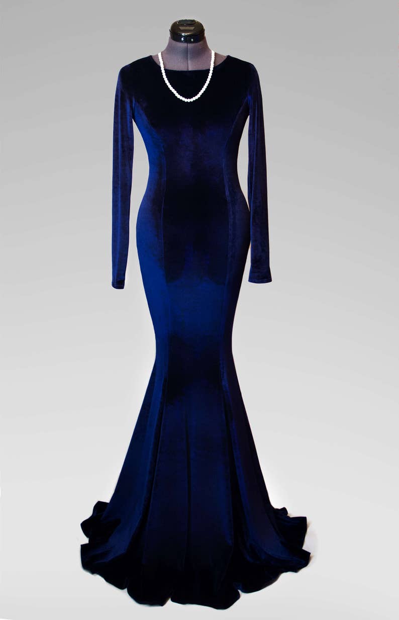 Dark blue velvet dress dark blue dress special occasion | Etsy