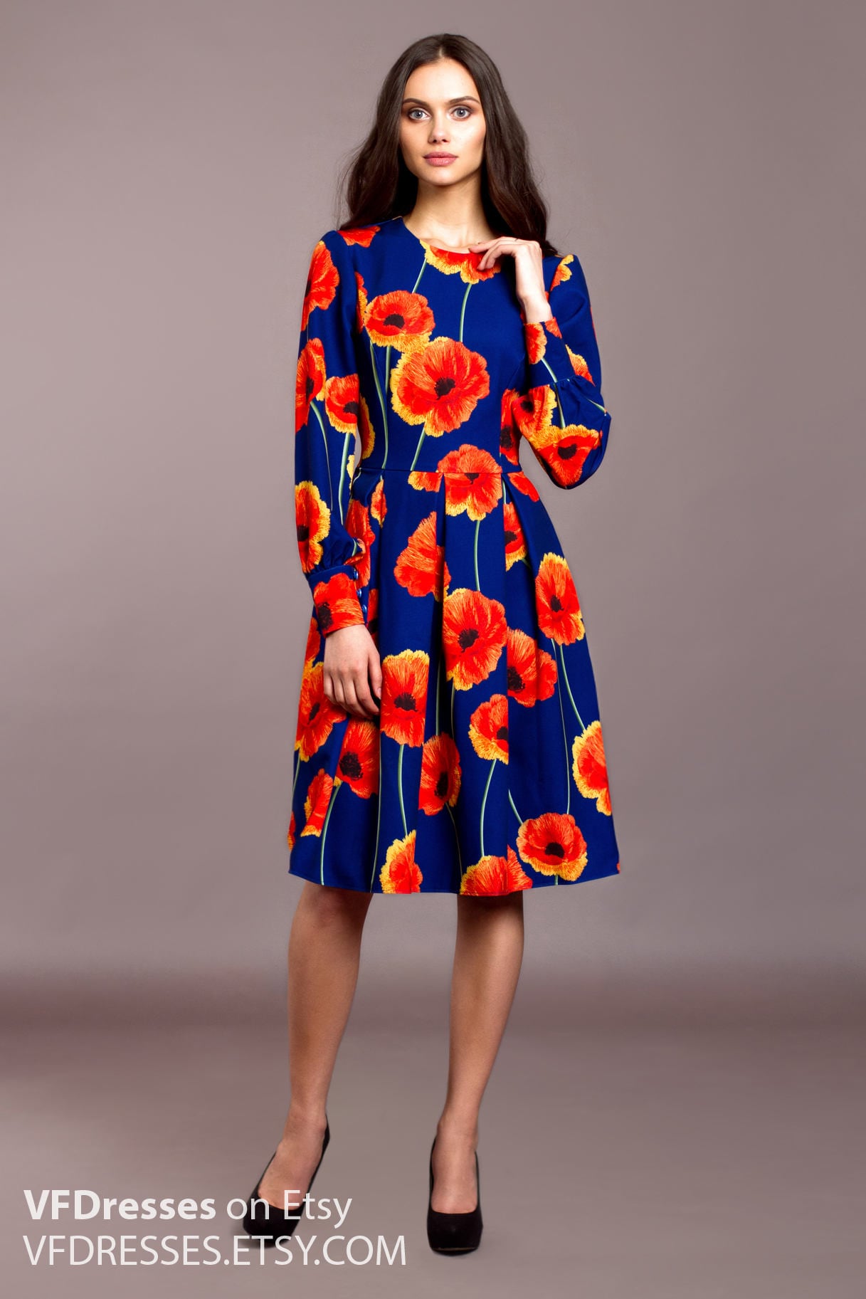 cornflower blue floral dress