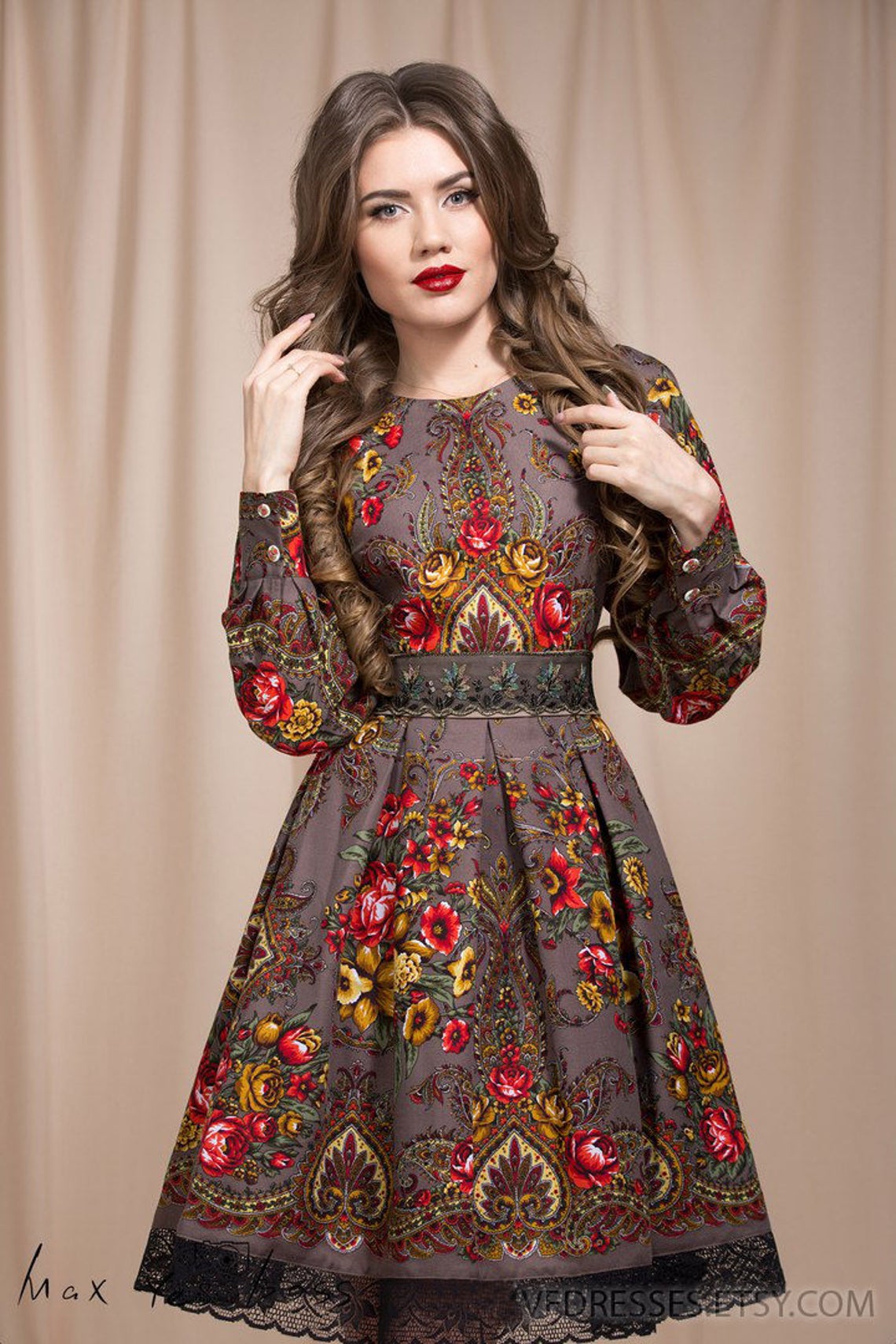 Gray Boho dress Floral summer dress floral gypsy Dress Etsy