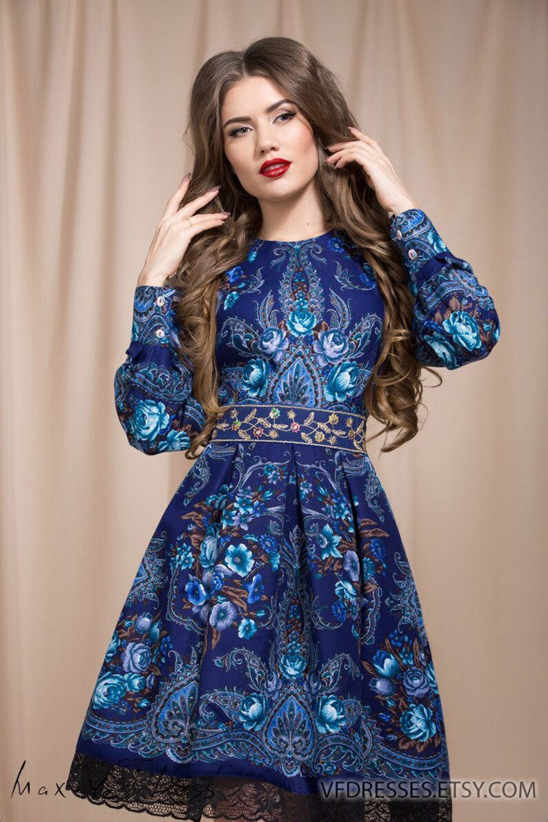 Dark blue summer dress Floral Boho dress floral gypsy Dress | Etsy