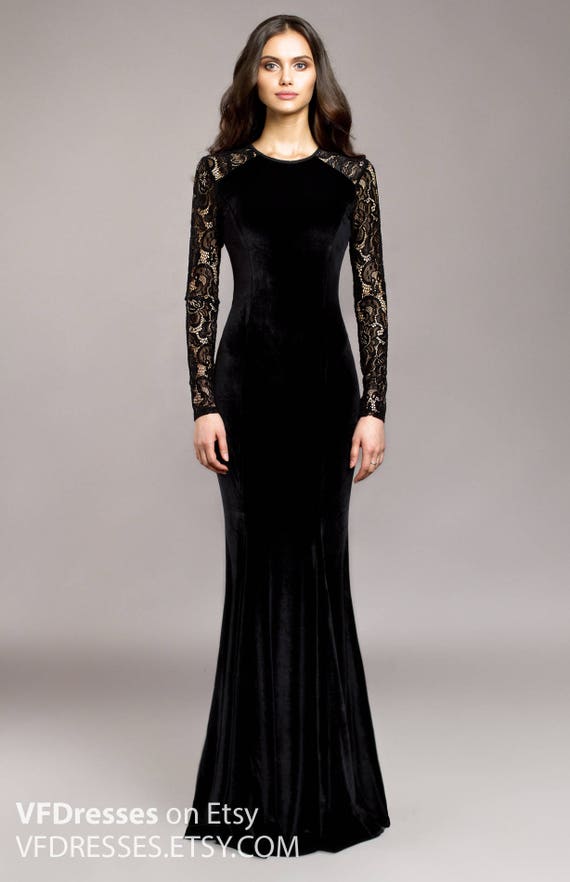 black velvet evening dress