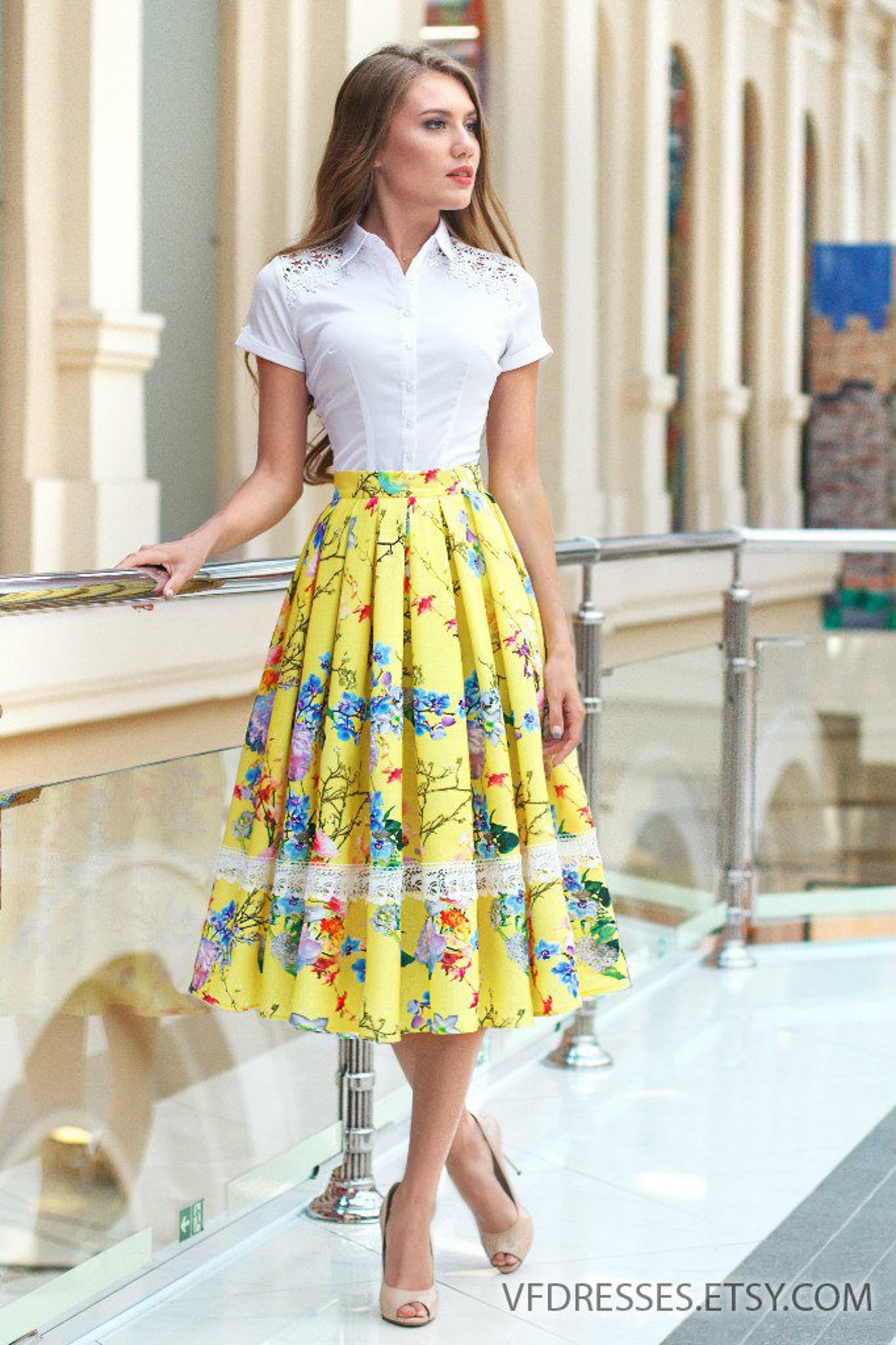 Yellow linen skirt Summer MIDI skirt long skirt circle Etsy