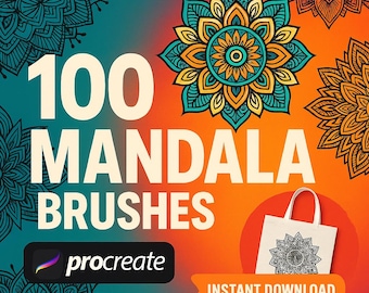 100 Mandala Procreate Brushes: Tattoo-Inspired Art (Digital Download)