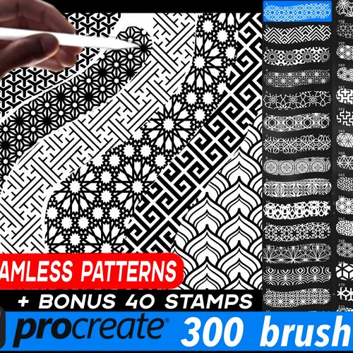 30 Geometric Procreate Brushes 30 Seamless Patterns Pattern Etsy