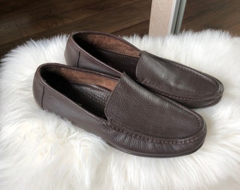 Cuero Vintage Hombre Slip On Tamaño 7.5UK