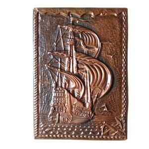 Wall art,Сhasing vintage, caravel chasing on copper,wall decor