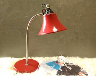 Vintage Red Metal Desk Lamp: USSR Retro Style, 1970s