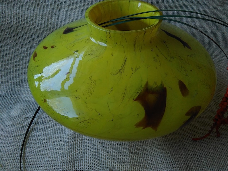 Glass vase yellow vase glass vintage stylish vase