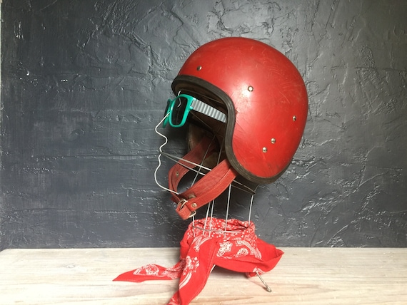 Vintage Motorcycle helmet, safety helmet, vintage… - image 2