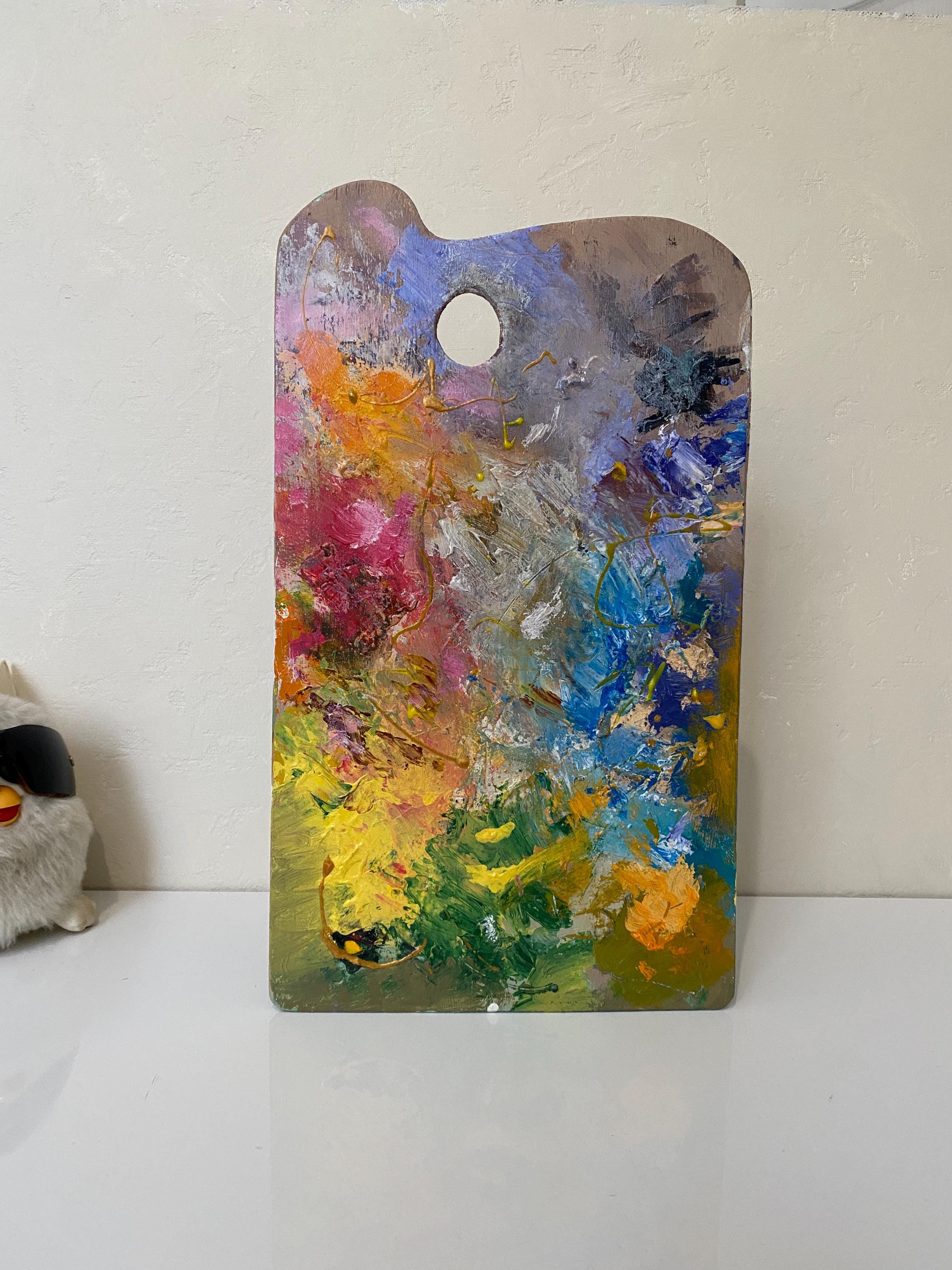 Buysow Palette d'artiste en Bois 30x20 cm avec Trou pour Le Pouce