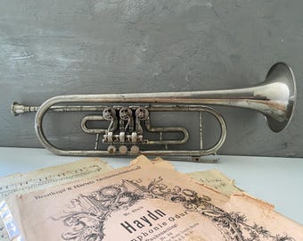 Vintage Cornet Trumpet,rare instrument,musical instrument ,made in the USSR,cornet 1966 s.