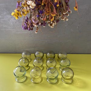 12 Vintage Medical Massage Cups Alternative Medicine Suction Cups Cupping Glass Massage Cups Apothecary Glass Vintage Jars