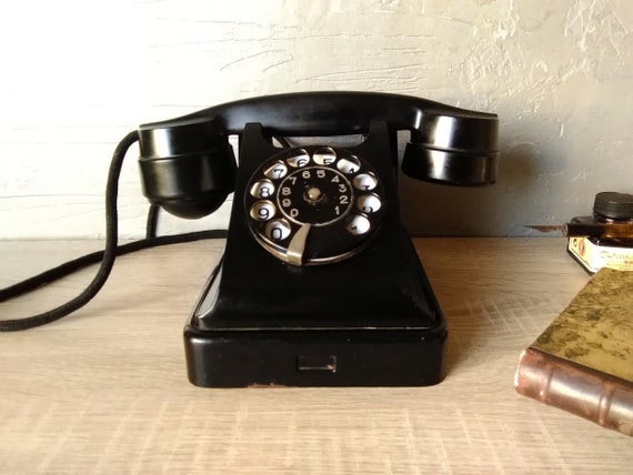 Vintage Vef Telephone Antique Black Bakelite Telephonedial Vintage Vef Telephone Antique Black, Antique Black Desk Phone