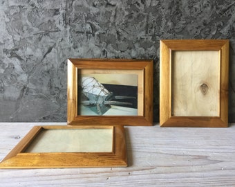 Vintage wooden frames, set of 3 small frames,Frames with glass, vintage photo frames, frames for watercolor