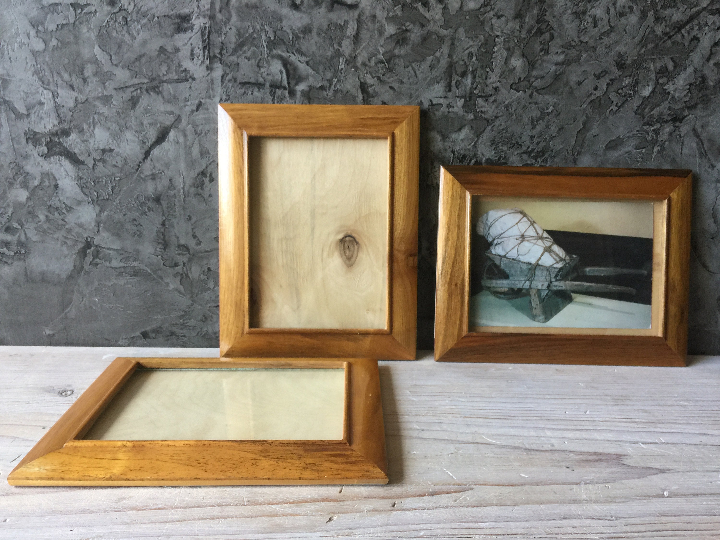 Vintage Wooden Frames Set of 3 Small Framesframes With Etsy
