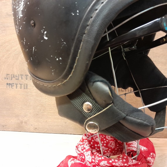 Vintage motorcycle helmet, black safety helmet, v… - image 4