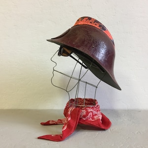 Vintage USSR Fireman&#39;s Helmet: Rusty Metal Display Piece