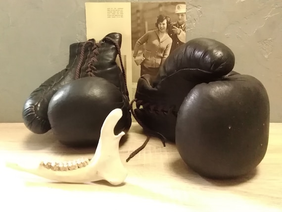 Boxing gloves, Old boxing gloves, brown leather gl