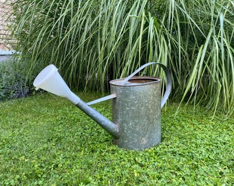 Regadera vintage, herramientas de jardín, decoración, regadera grande, regadera antigua galvanizada para jardín, regadera de mediados de siglo