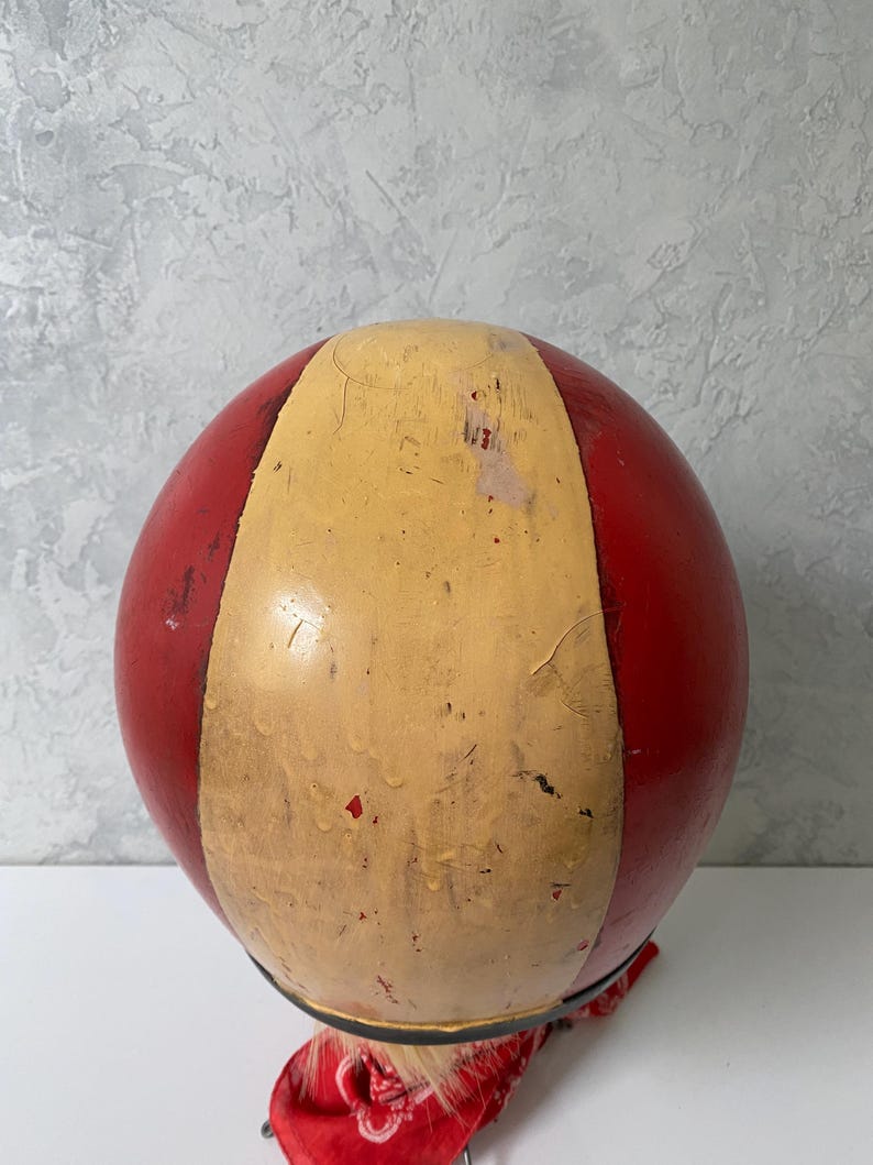 Vintage Motorcycle helmet, red safety helmet, vintage helmet, garage decor image 7