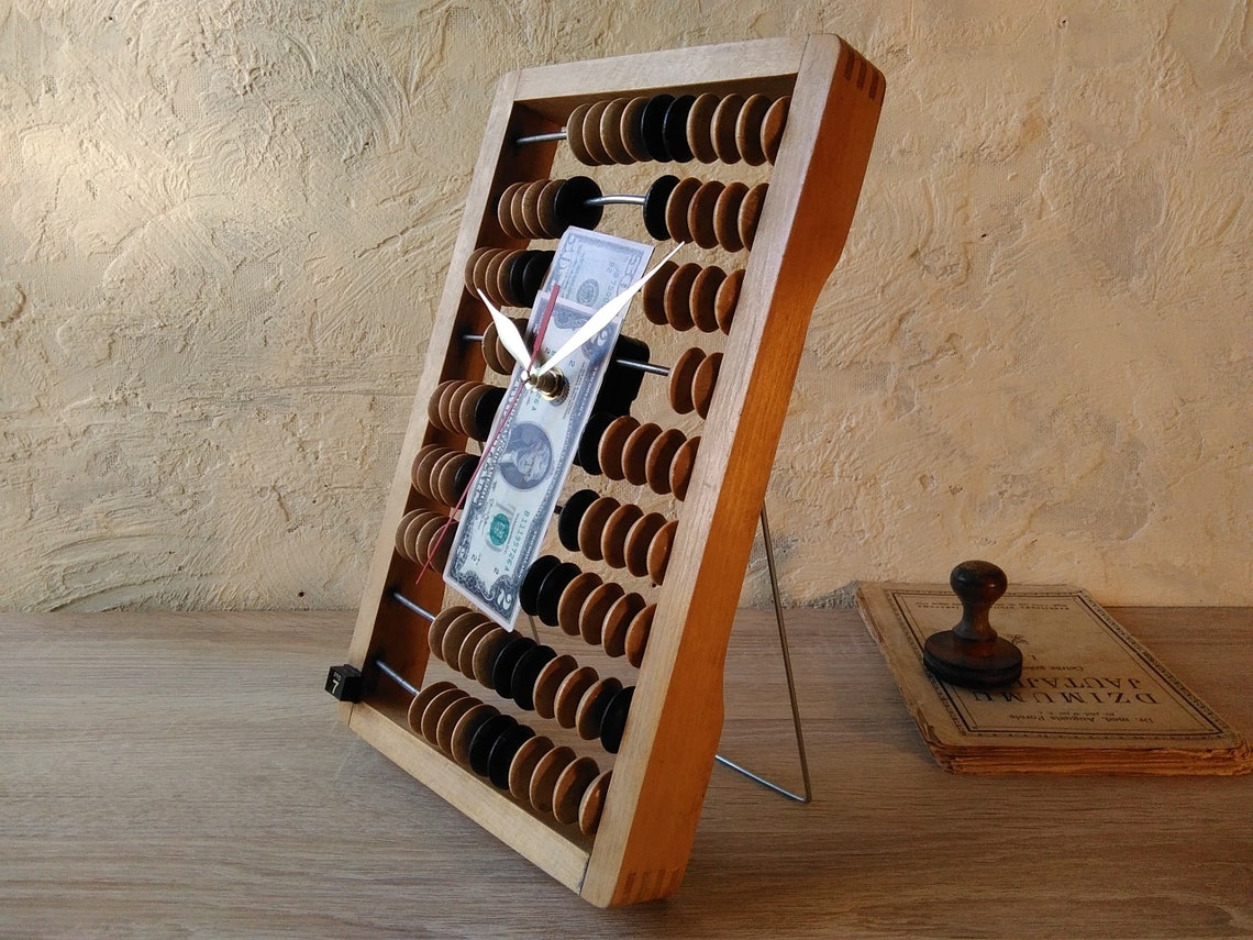 Handmade Wooden Abacus Clock: Modern Office Decor - Etsy