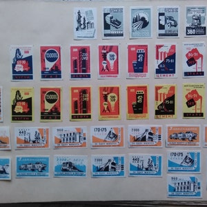 Vintage USSR Matchbox Labels Set - 1960s Collectible (38 Pieces)