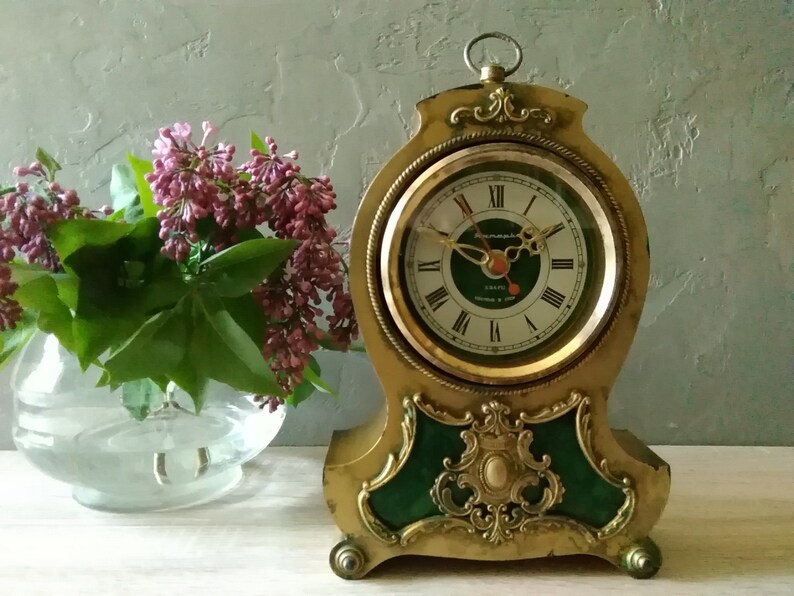 Clock Vintage Soviet Union Quartz Table Jantar Mantel Battery Work Order Rare Antique Desk