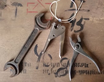 Оld tools, antique open-end wrench, antique pliers, seals  tool,seal, press for metal seals