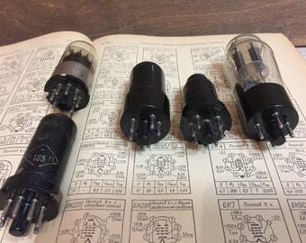 Tubos de radio antiguos, vintage, un juego de tubos de radio de 5 piezas, proyecto steampunk.