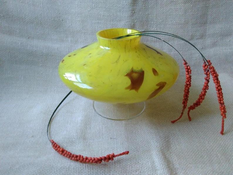Glass vase yellow vase glass vintage stylish vase