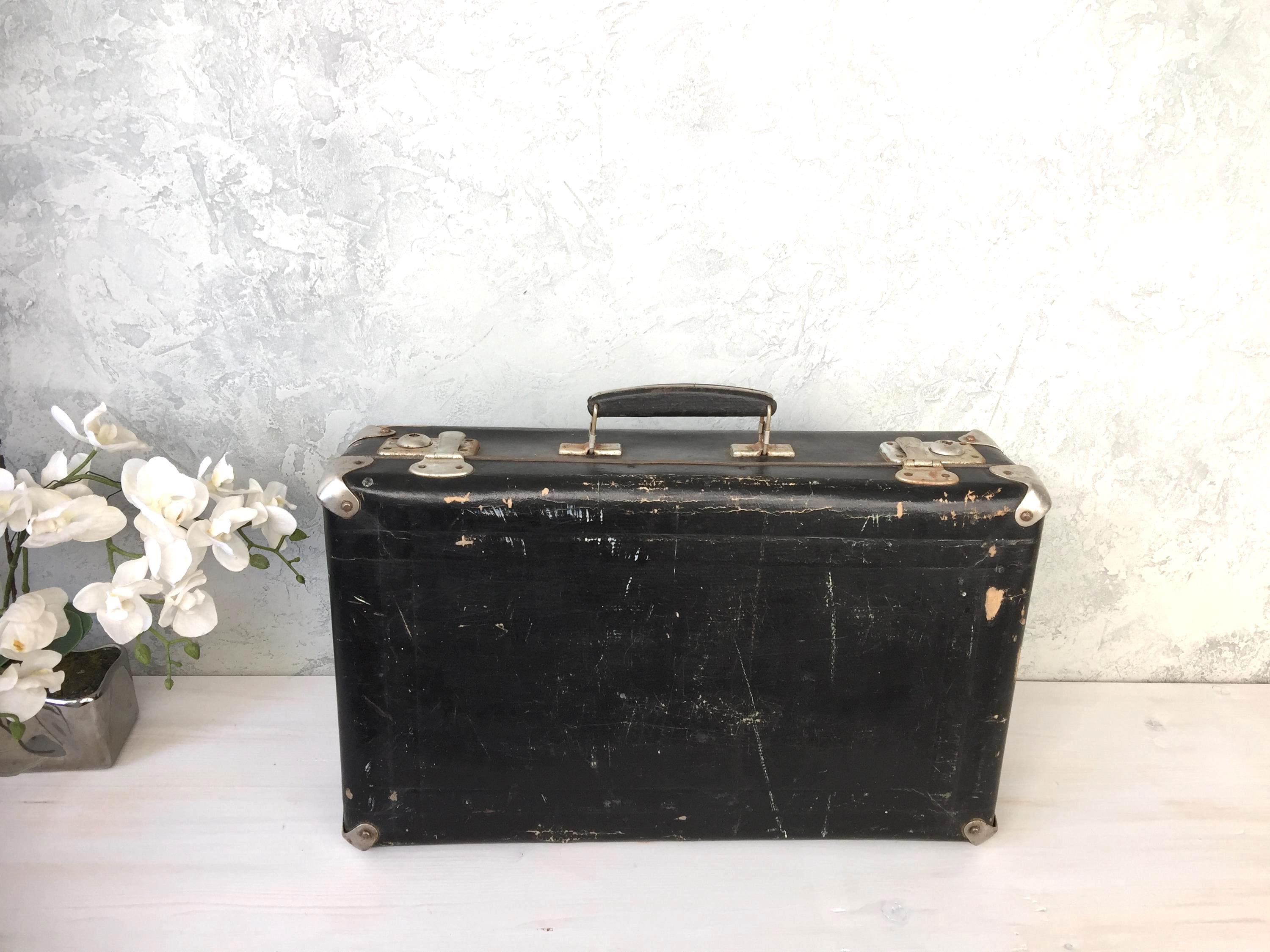 Vintage Black Suitcase: USSR Portfolio Travel Case, 1960s