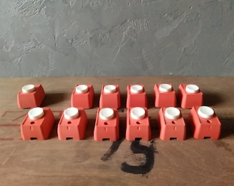 Botón de timbre rojo soviético vintage, interruptor de timbre eléctrico