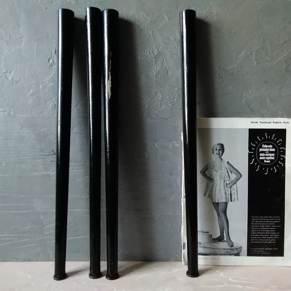 Vintage legs for furniture, black, wood, 19.6 inches (set of 4)