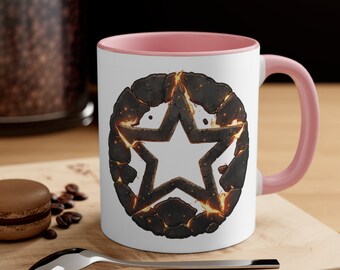 Taza de café estrella, taza de lava, taza de café de lava caliente, taza de camiseta de estrella ardiente, taza gráfica, taza de pareja genial