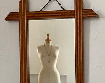 Vintage mirror, 70s mirror, wooden frame mirror, gift