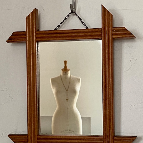 Miroir vintage, miroir années 70, miroir cadre bois, cadeau