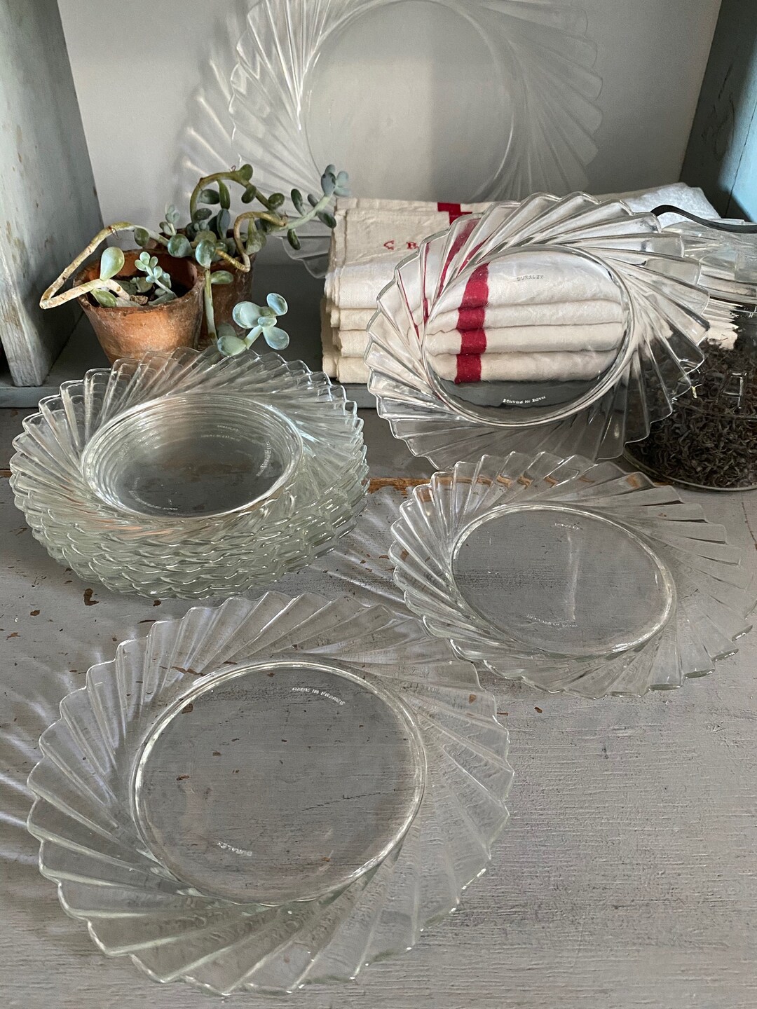 10 DURALEX fan Plates Old Glass Plates Dessert Etsy